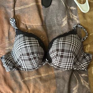 Plaid Black and White Women's Bra